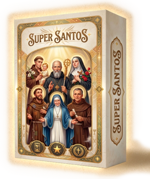 Baralho de cartas do jogo católico Super Santos